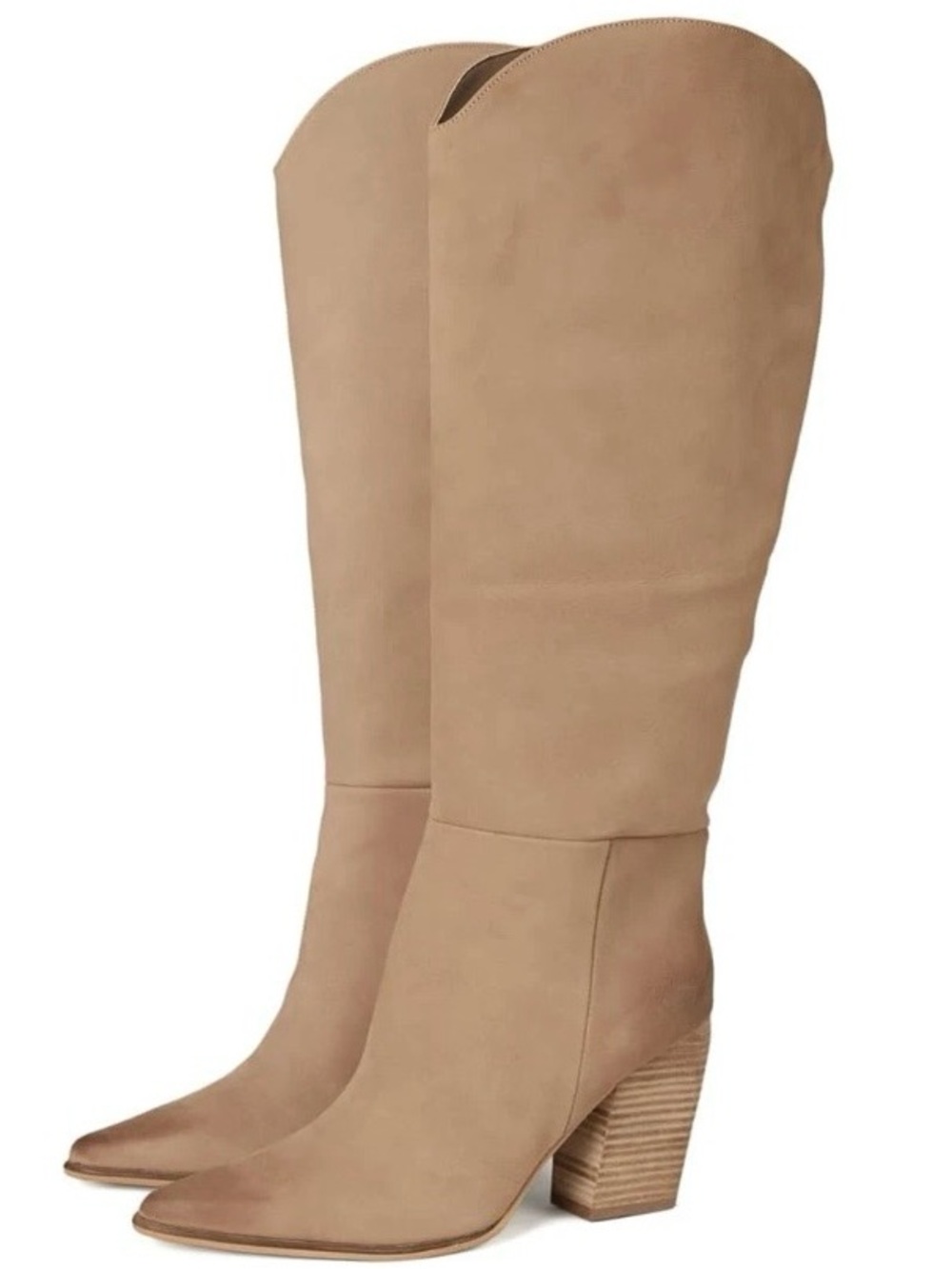 Steve Madden Croft Block Heel Pointed Toe Knee High Boots Tan Size 7 W